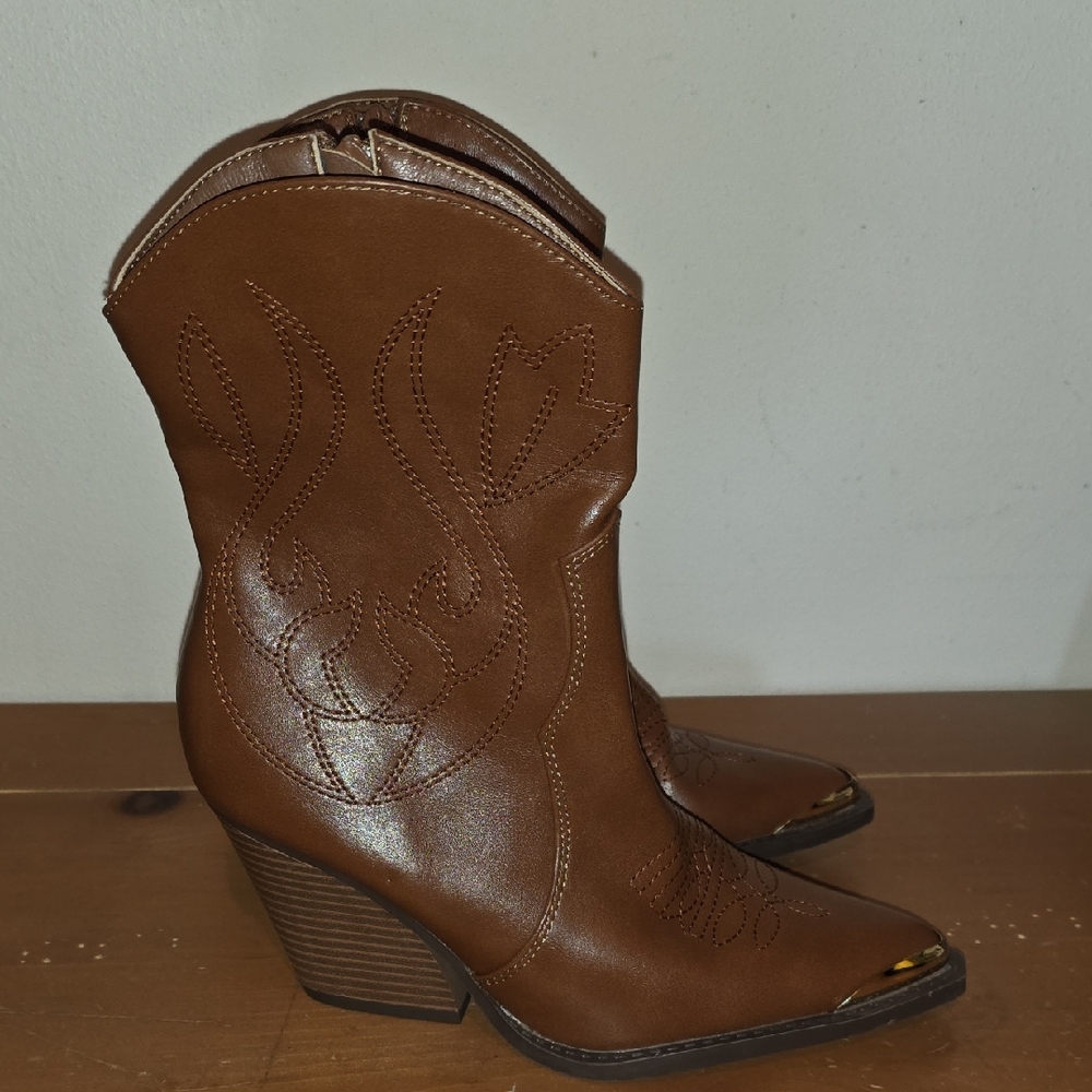 Brown Western Ankle Boots